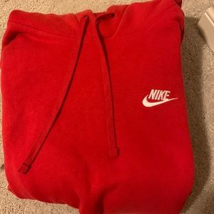 Red nike classic logo hoodie